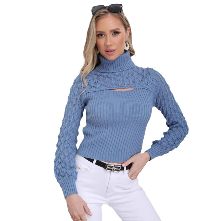Damen Strickpullover mit modischen Ausschnitten und strukturierten Ärmeln Drune
