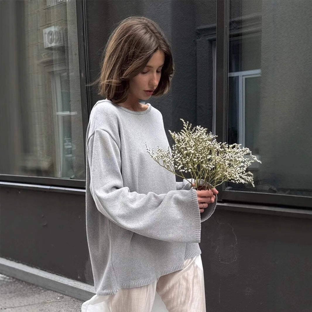 Damen Lässiger Strickpullover mit weitem Schnitt Drune