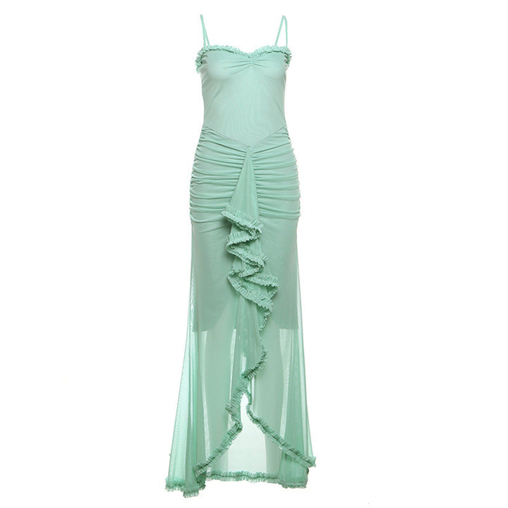 Damen Elegantes Maxikleid mit voluminösen Rüschen und figurformendem Schnitt Drune