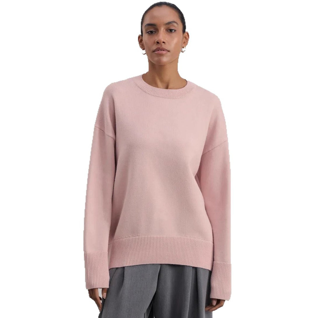 Damen Bequemer und eleganter Strickpullover mit überschnittenen Schultern und Rippenbündchen Drune