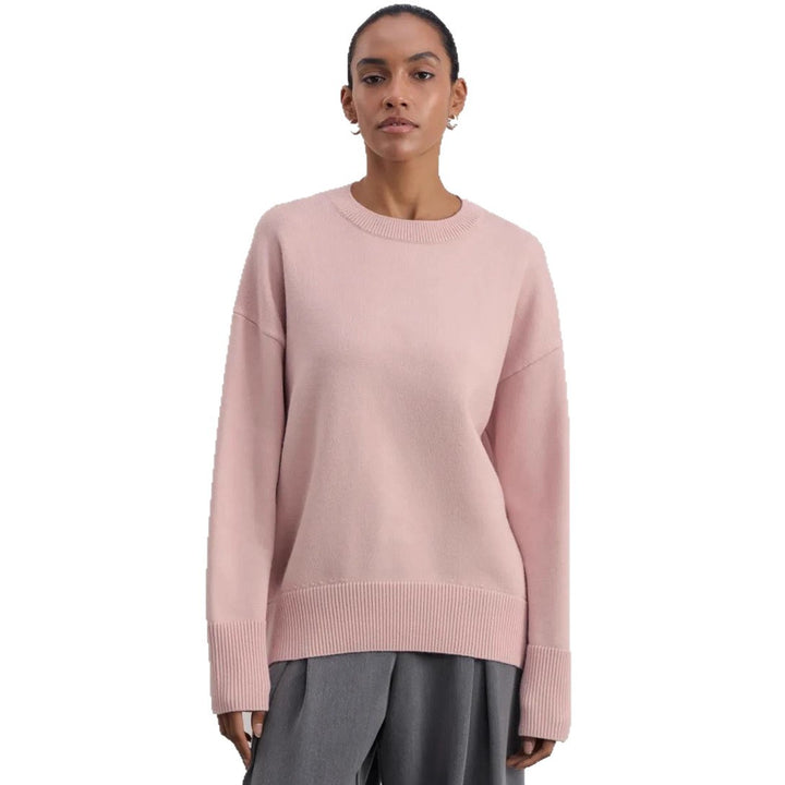 Damen Bequemer und eleganter Strickpullover mit überschnittenen Schultern und Rippenbündchen Drune