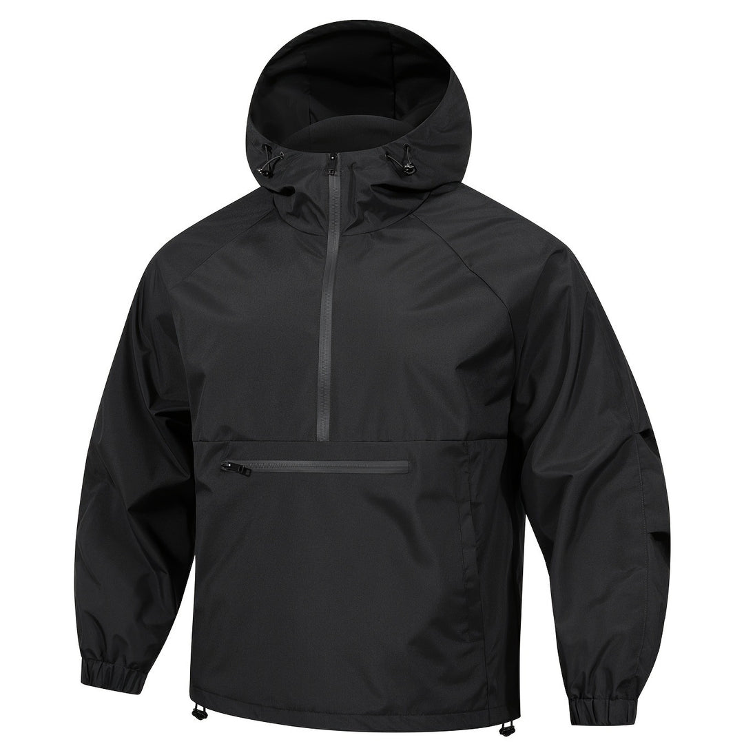 Herren Wind- und Wasserabweisende Anorak-Pulloverjacke mit Halbreißverschluss und Kängurutasche Drune
