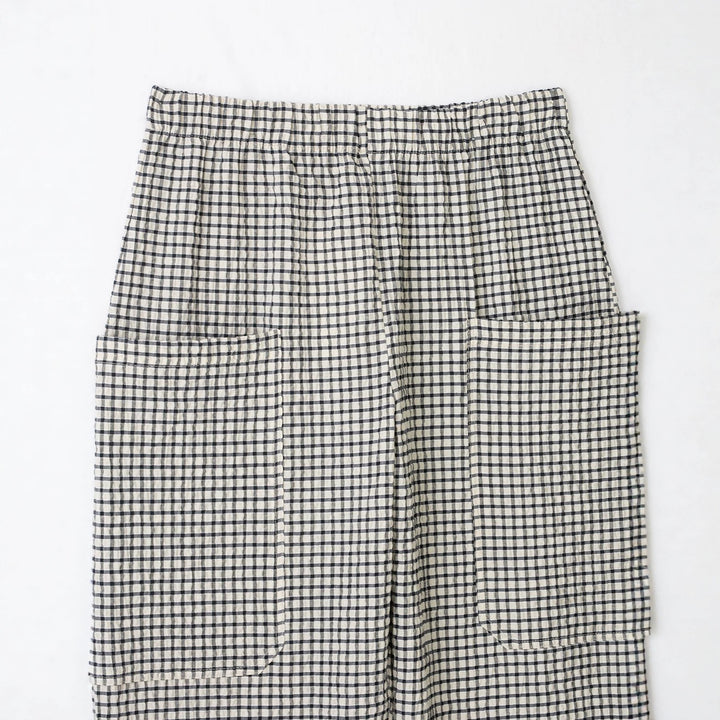 Damen Karierte Baumwollhose mit elastischem Bund und aufgesetzten Taschen Drune