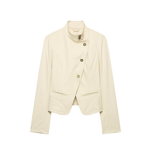 Damen Kurzblazer mit asymmetrischer Knopfleiste und hohem Stehkragen Drune
