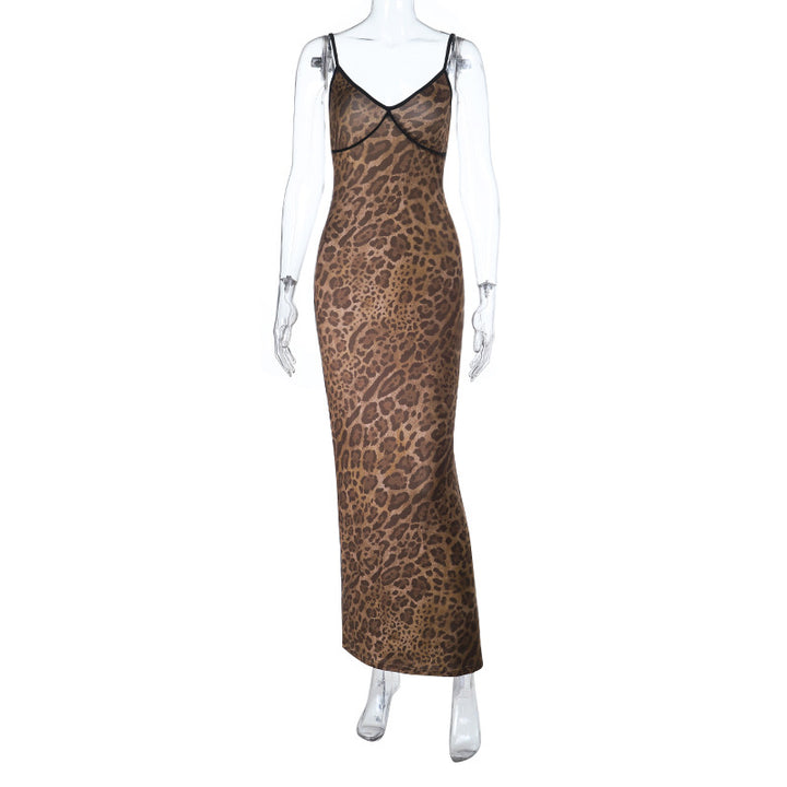 Damen Elegantes Maxikleid mit animalischem Muster Drune