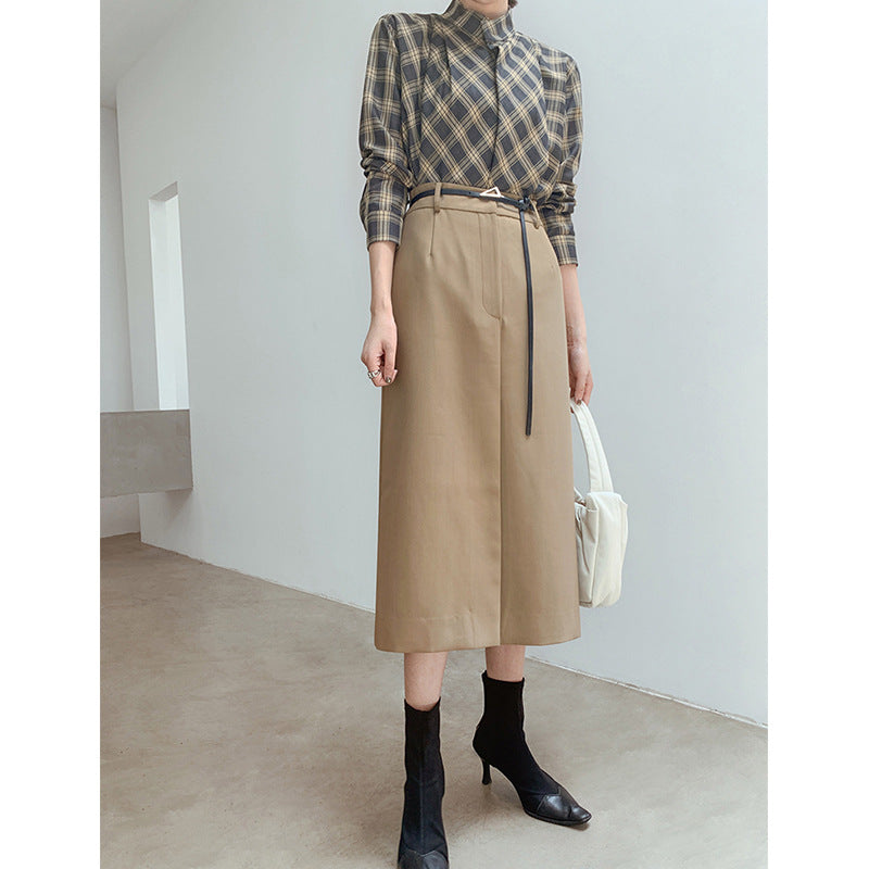 Damen Eleganter Midi-Rock mit seitlichem Schlitz Drune