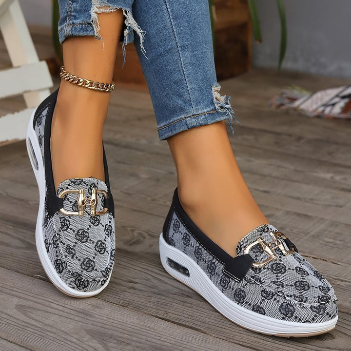 Damen Mokassin-Slipper mit luftgepolsterter Plateausohle und Zier-Bit Drune