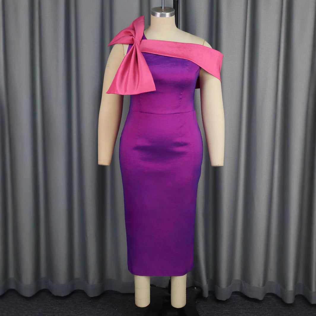 Damen Elegantes Cocktailkleid mit schillerndem Detail und asymmetrischem Träger Drune