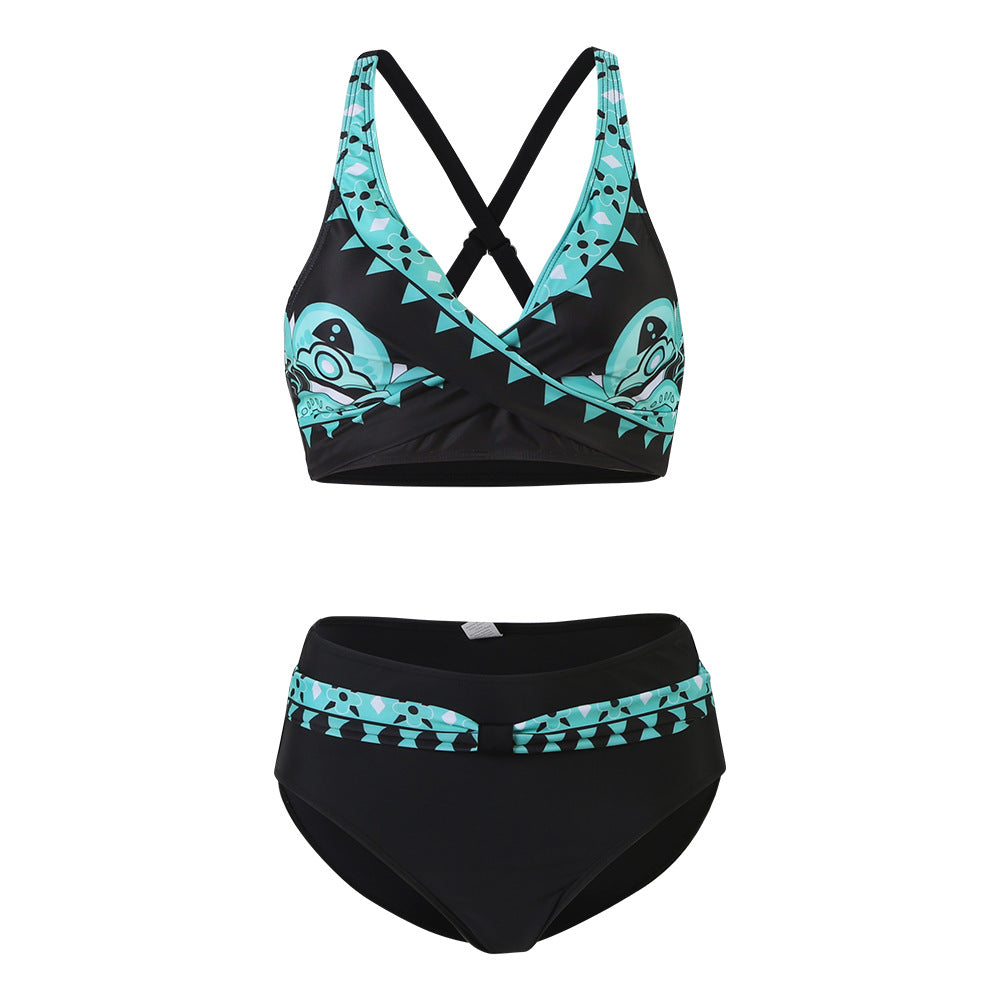 Damen Sportliches Bikini-Set mit trendigem Schnitt und modernem Grafikdesign Drune