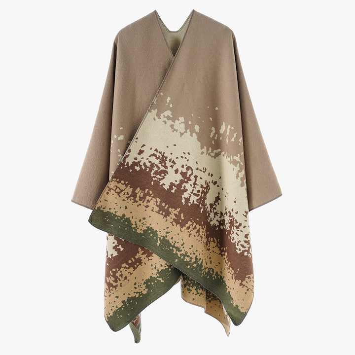 Damen Oversize Cape‑Stola im Doppelgewebe mit abstraktem Punktjacquard Drune