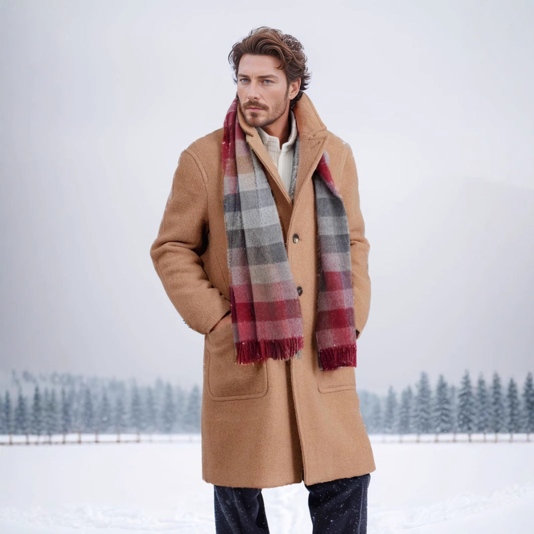 Herren eleganter Wollmantel mit doppelter Knopfreihe und praktischen Eingrifftaschen Drune