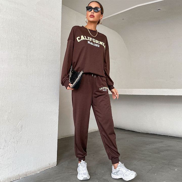 Damen Lässiges Sweatset im College‑Look mit Oversize‑Sweatshirt und Jogginghose Drune