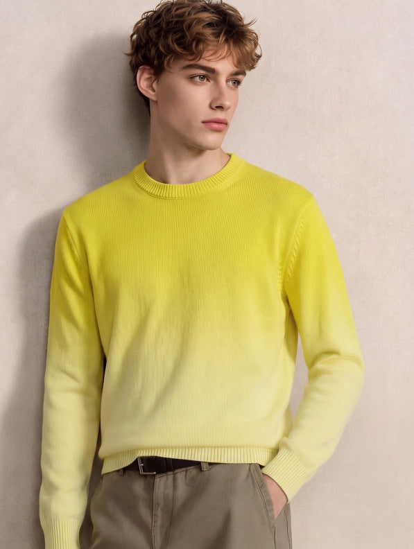 Herren Feinstrick-Pullover mit Dip-Dye-Effekt und Rundhalsausschnitt Drune
