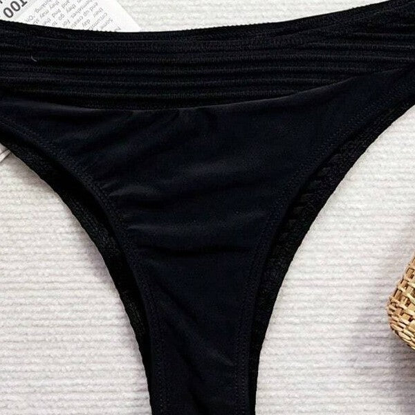 Damen Hochgeschnittenes Bikini-Set mit eleganter Ripp-Optik Drune