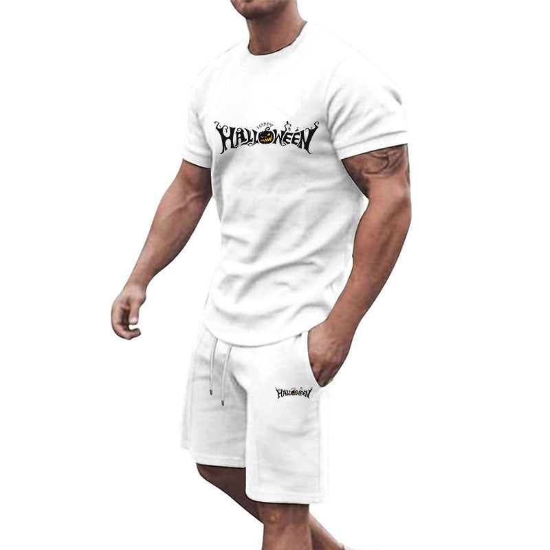 Herren lässiges Halloween-Set mit T-Shirt und Shorts Drune