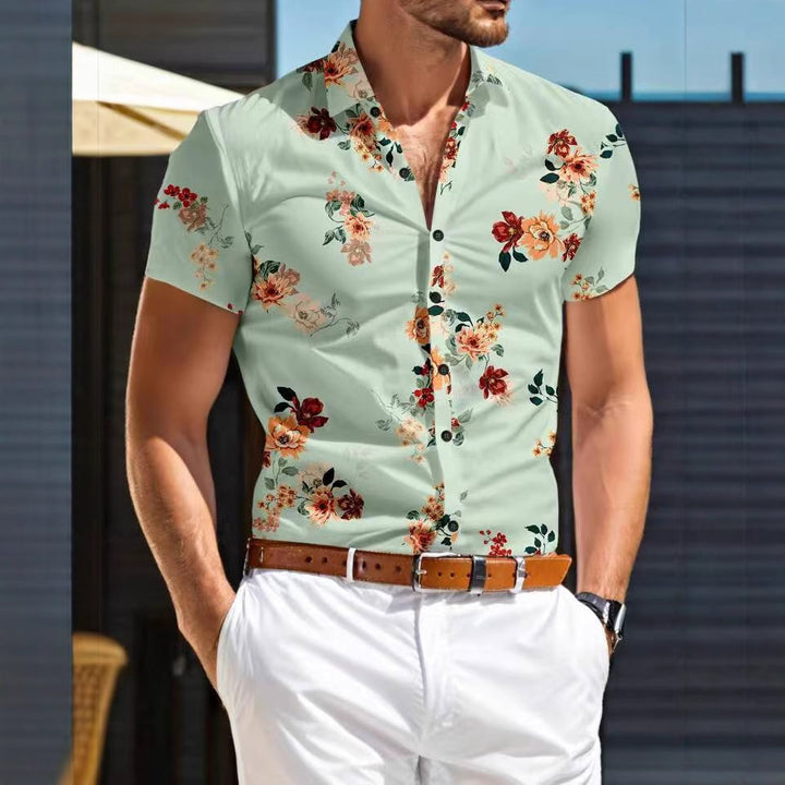 Herren Kurzarm Hemd mit floralem Muster Drune