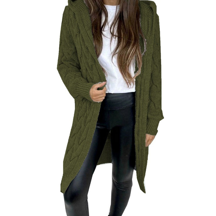 Damen Grobstrickmantel mit Kapuze und Zopfdesign Drune