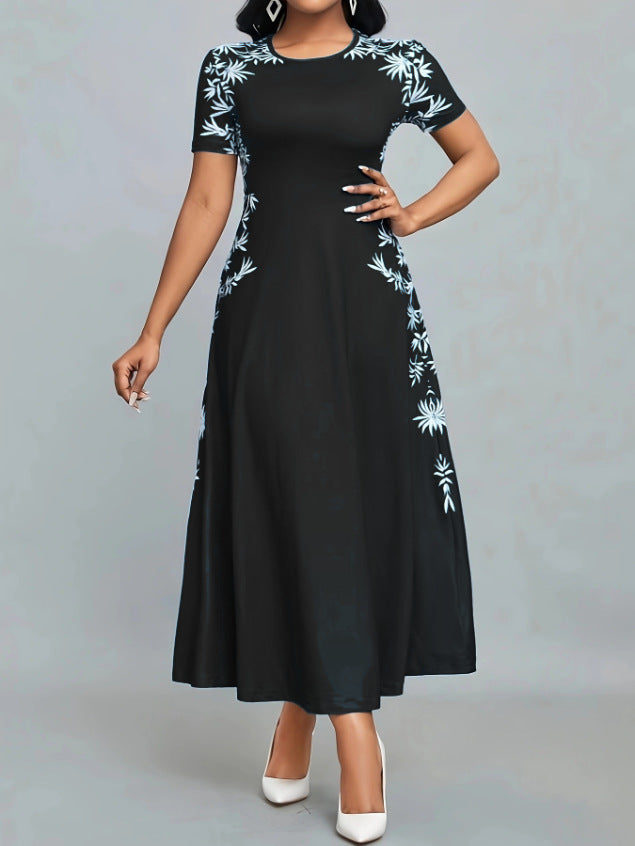 Damen Elegantes Maxikleid mit floralen Stickereien Drune