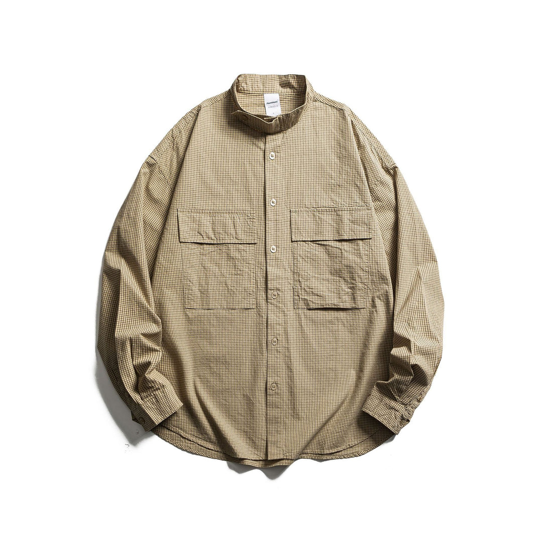 Herren Karo-Hemdjacke mit Stehkragen und aufgesetzten Brusttaschen Drune