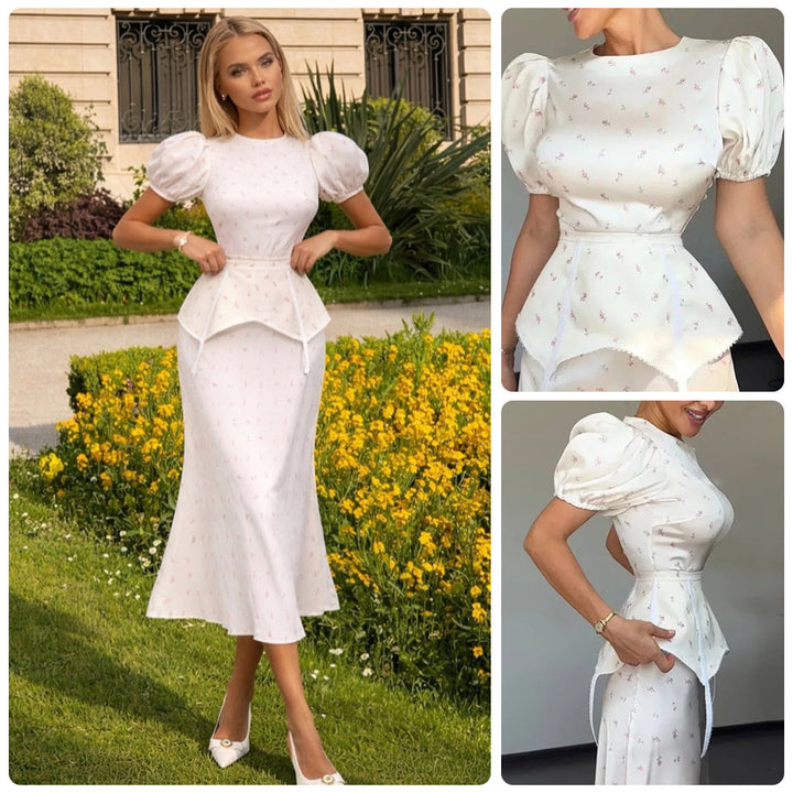 Damen Elegantes Oberteil mit Puffärmeln und verspieltem Taillierungsdetail Drune
