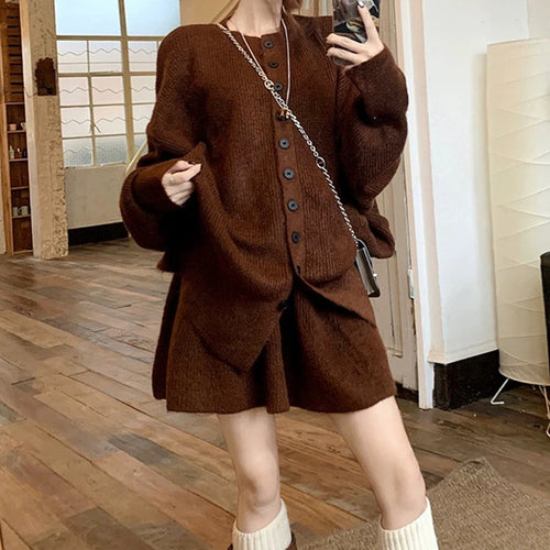 Damen modische Strickjacke mit asymmetrischem Schnitt und Knopfdetails Drune