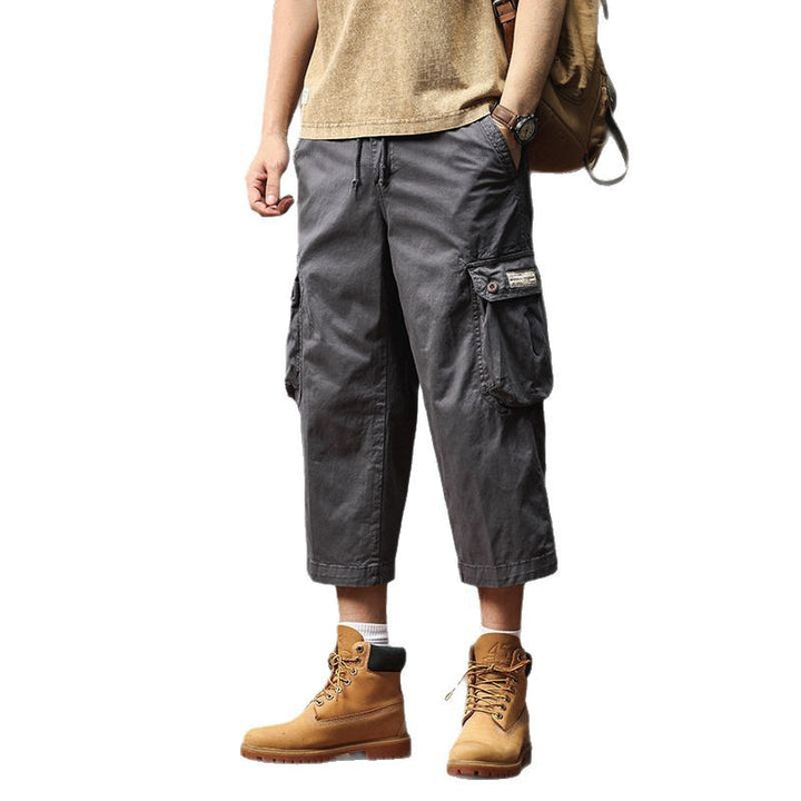 Herren Kurz geschnittene Utility-Cargohose mit Tunnelzugbund, Mehrfach‑Cargotaschen und verkürzter Beinlänge Drune