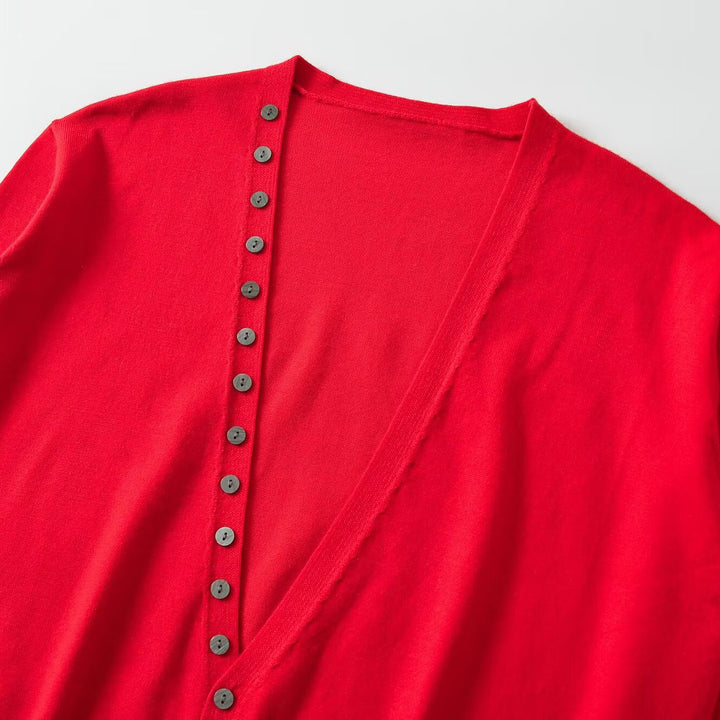 Damen Tief ausgeschnittene Cropped-Cardigan mit durchgehender Knopfleiste Drune