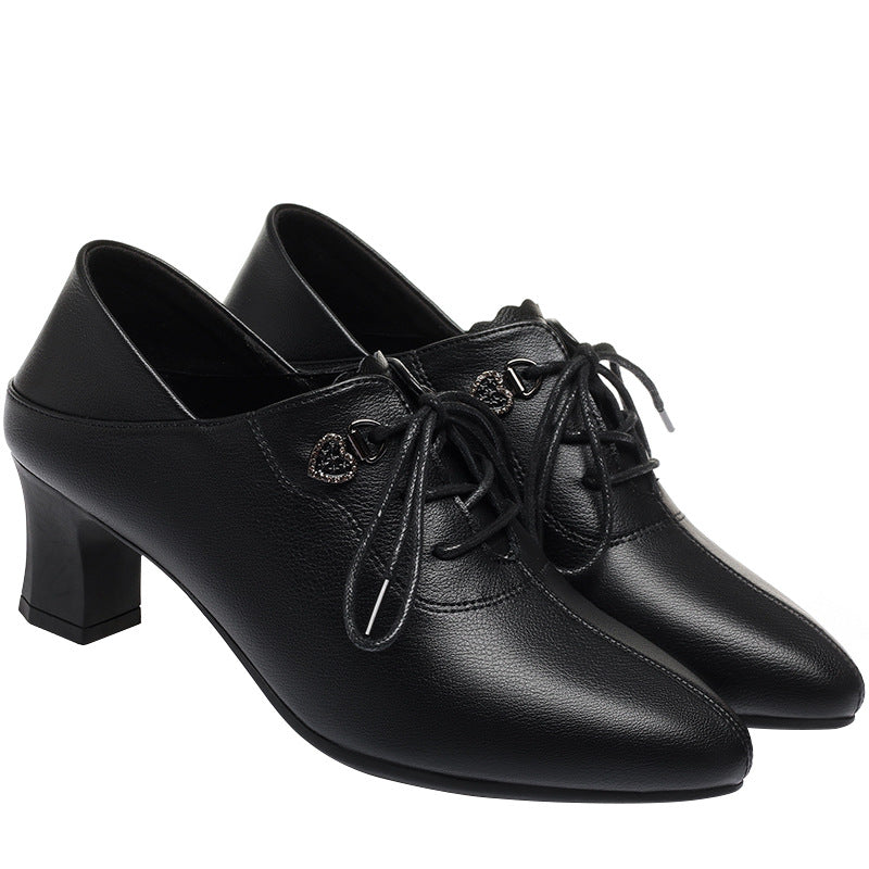 Drune | Schwarze Spitze Damenschuhe Mit Bequemen Mittelabsätzen