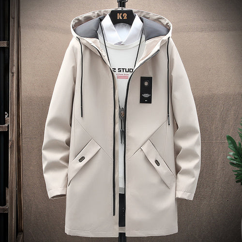 Herren nan urbaner Midlength Tech-Parka mit Kapuze, verdecktem Reißverschluss und winddichter Beschichtung Drune
