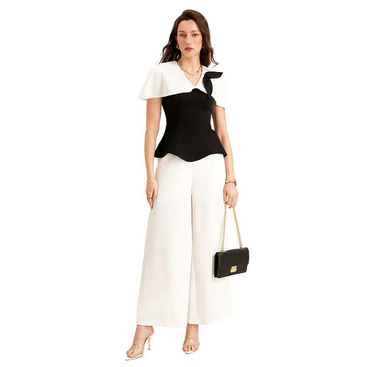 Damen Elegantes Top mit asymmetrischen Ärmeln Drune