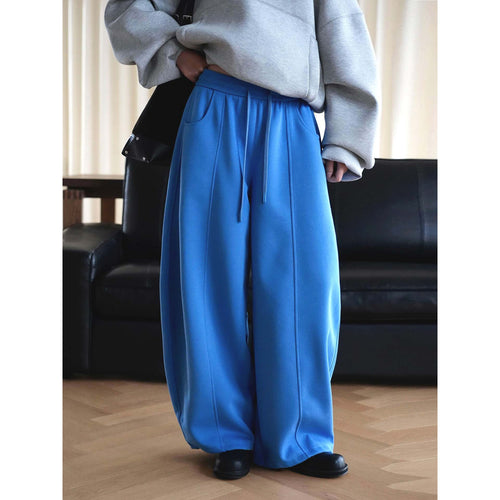 Damen Weite Sweatpants mit hoher Taille und mittiger Bügelfalte Drune