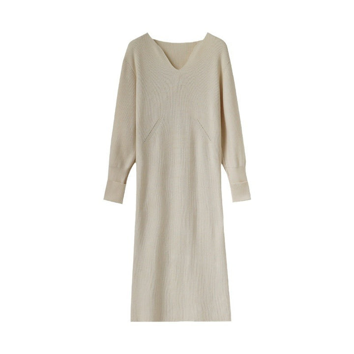 Damen Strickkleid mit tiefem V-Ausschnitt und komfortablem Schnitt Drune