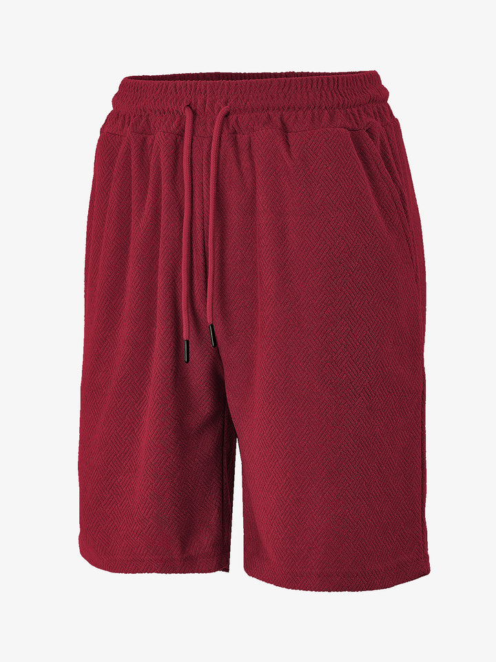 Herren nan Frottee-Shorts mit Fischgrätstruktur, elastischem Kordelbund und Seitentaschen Drune