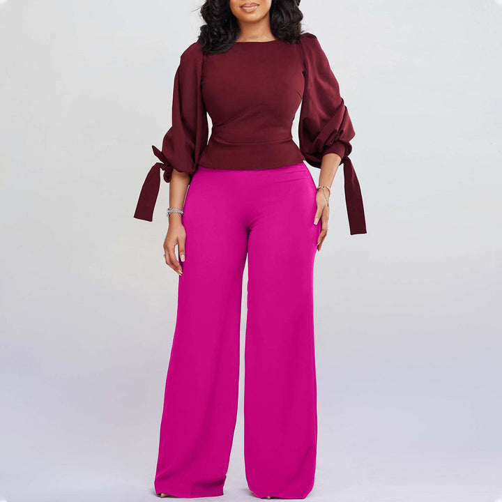 Damen Jumpsuit mit eleganten Trompetenärmeln und schickem Bindeband Drune