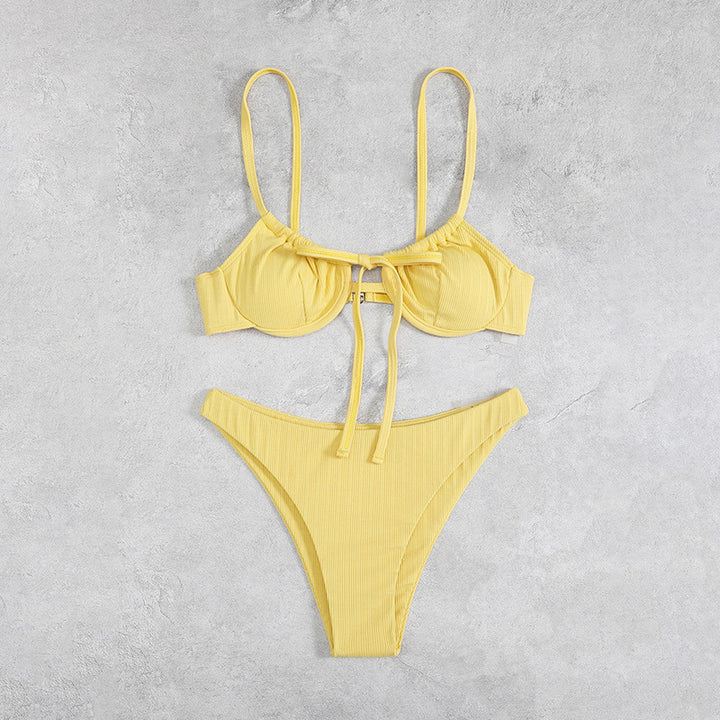 Damen Bikini-Set mit verstellbaren Trägern und raffinierten Rüschendetails Drune