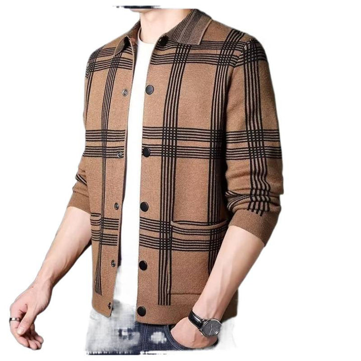 Herren Karierte Strickjacke mit modernem Schnitt Drune