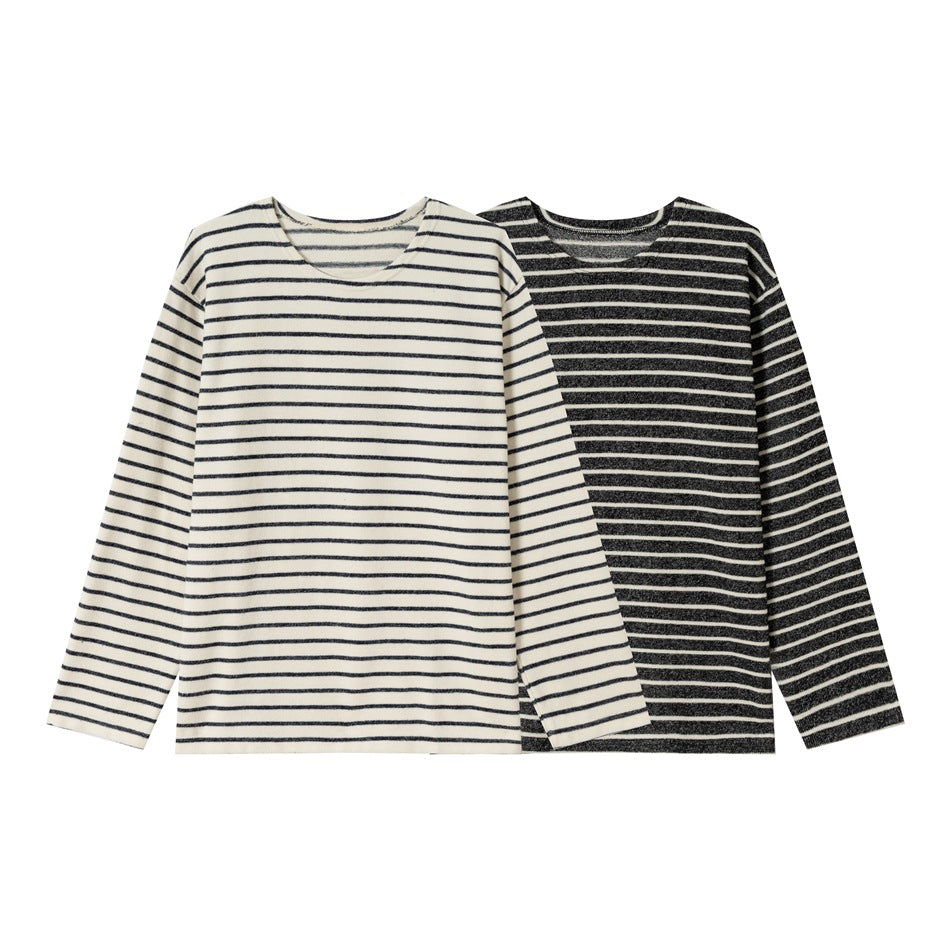 Unisex Marinière‑Langarmshirt aus leichtem Baumwollmix mit geradem Schnitt Drune