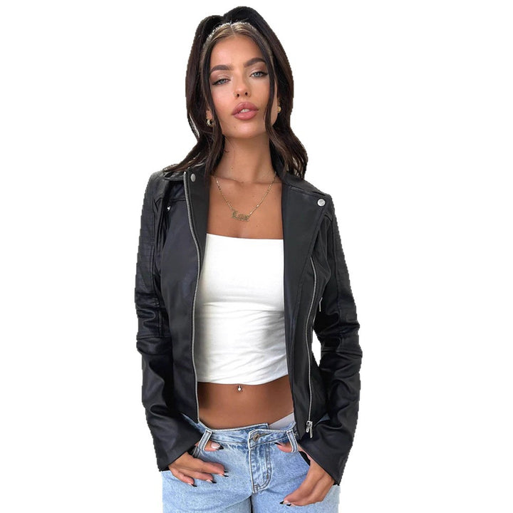 Damen Bikerjacke mit asymmetrischem Reißverschluss und stilvollen Ziernähten Drune