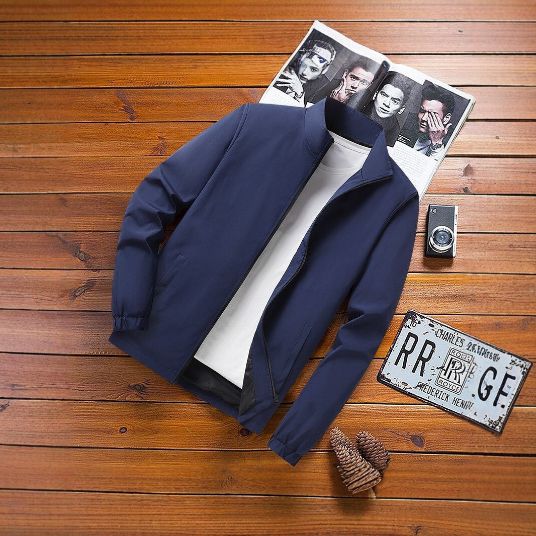 Herren Leichte Windbreaker‑Übergangsjacke mit Stehkragen, elastischen Bündchen und verdecktem Reißverschluss Drune
