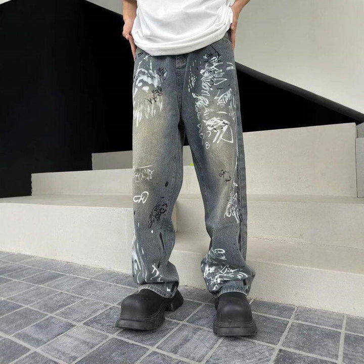 Damen Modische Graffiti Jeans Drune