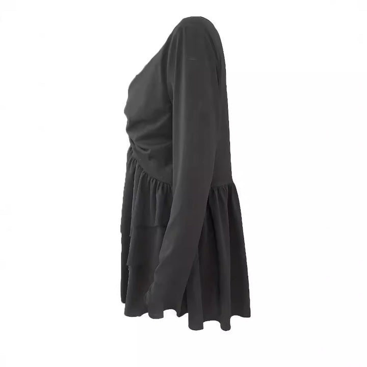 Damen Lagenlook-Tunika mit herzförmiger Zierschnalle und gerafftem Dekolleté Drune