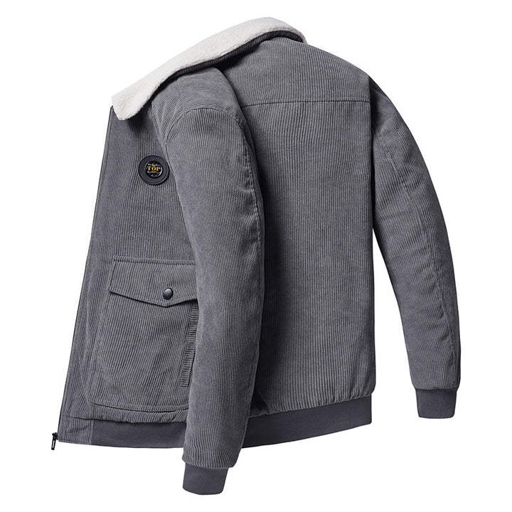 Herren Cord-Blouson im Pilotenlook mit Teddykragen, wattierter Innenfütterung und Pattentaschen Drune