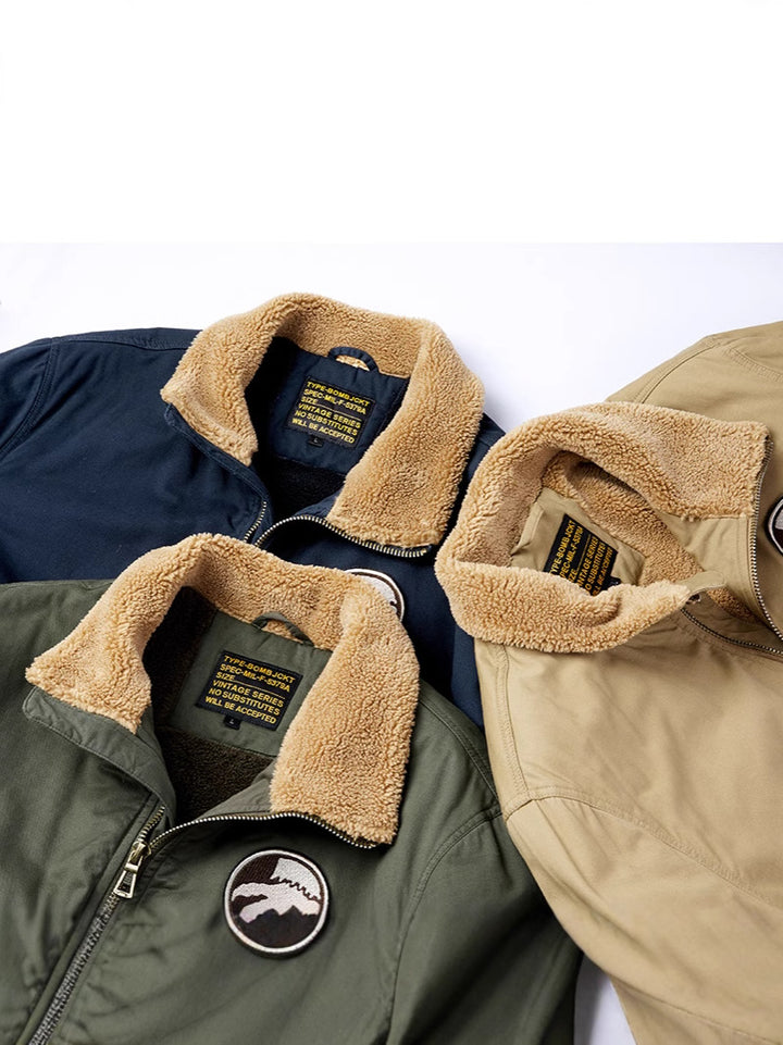 Herren  isolierte Sherpa-fütterte Zip-Front Feld Bomberjacke mit Klappentaschen Drune