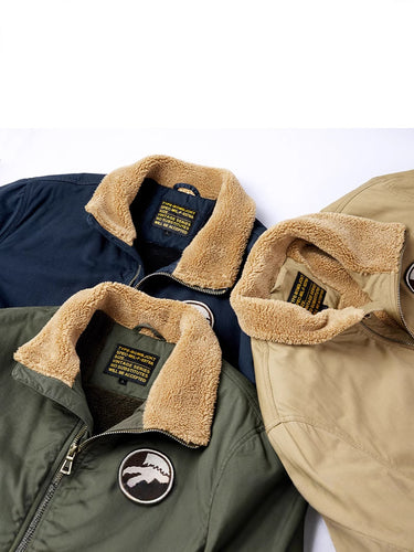 Herren  isolierte Sherpa-fütterte Zip-Front Feld Bomberjacke mit Klappentaschen Drune
