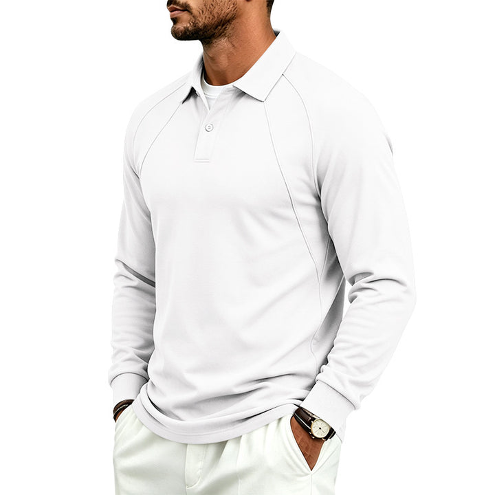 Herren Langarm-Poloshirt mit Raglannähten, Performance-Finish und sportlichem Kragen Drune
