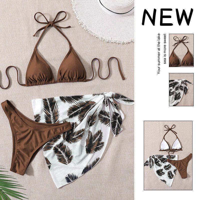Damen Triangel-Bikini mit bedrucktem Wickelrock Drune
