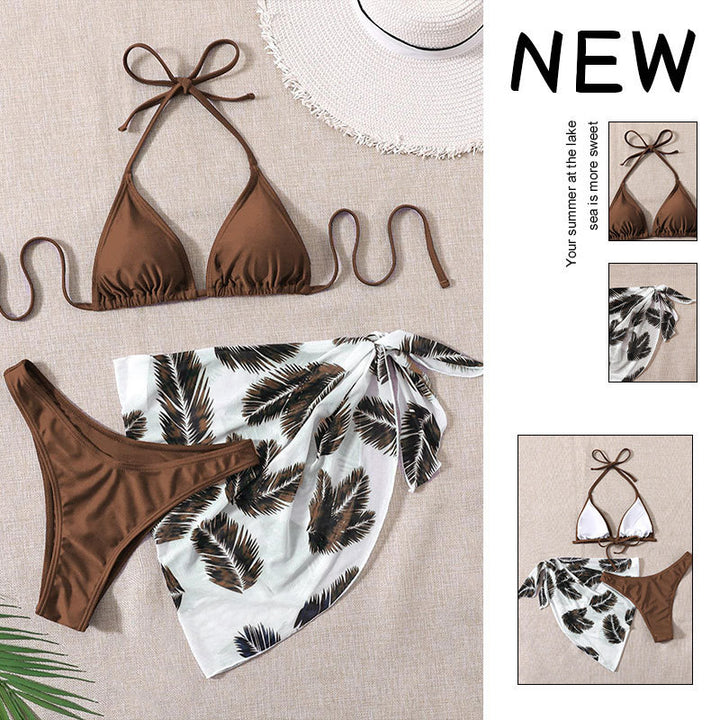 Damen Triangel-Bikini mit bedrucktem Wickelrock Drune