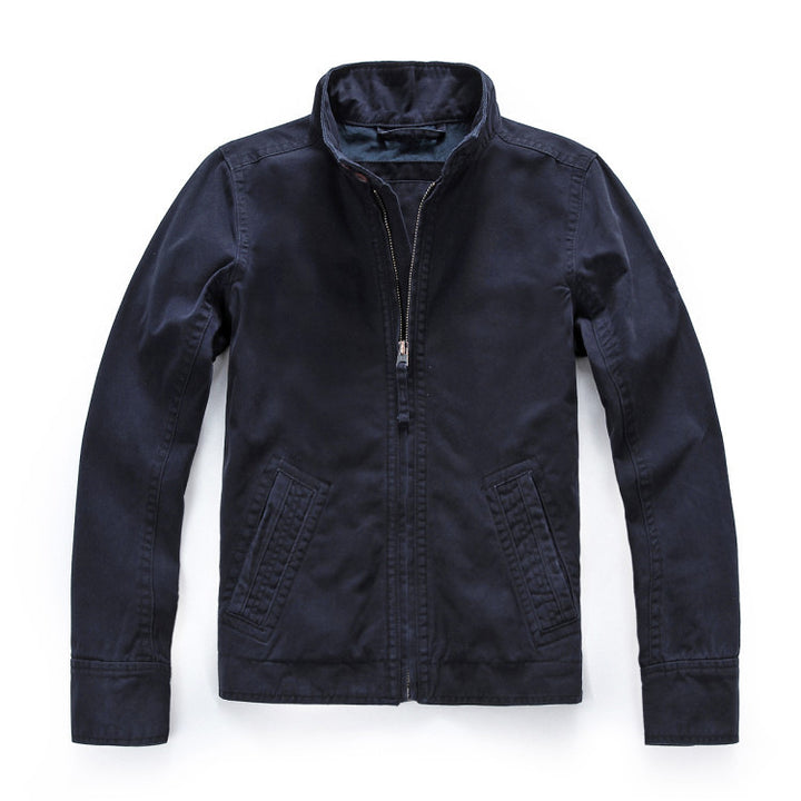 Herren leichte Baumwoll-Twill Feldjacke mit Stehkragen und Reißverschluss Drune