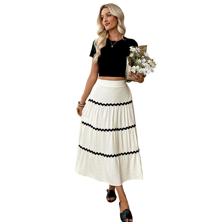 Damen Langer Maxirock mit Volant-Details Drune