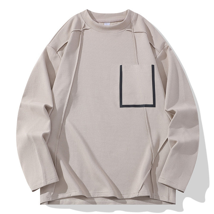 Herren Oversize-Langarmshirt aus strukturierter Baumwollmischung mit Brusttaschen-Detail Drune